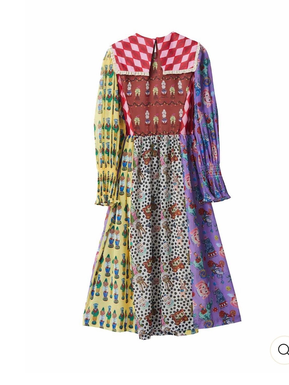 Unlogical Poem Circus Illustration Printed Patchwork Dress